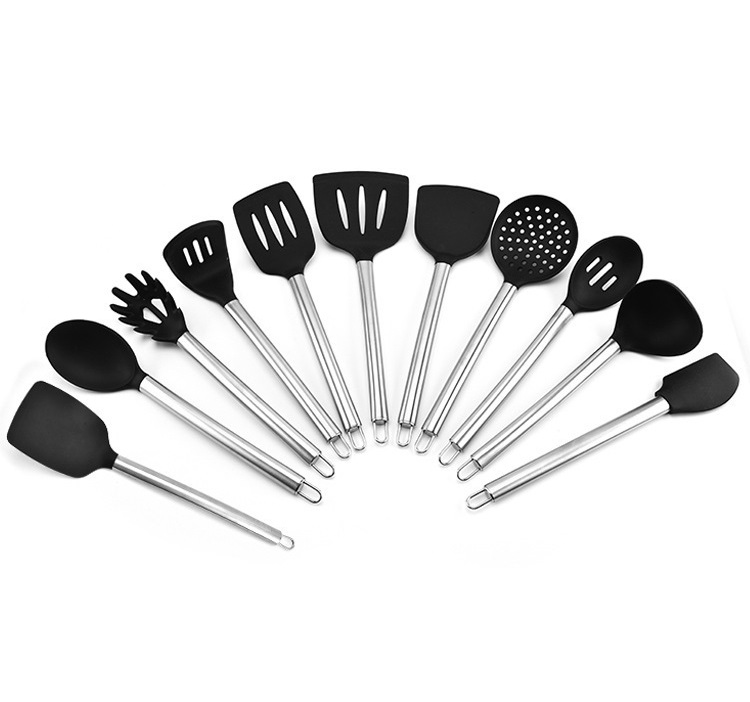 Best selling Silicone Cooking Utensils 11 Piece Stainless Steel Kitchen Utensil Tools Set, silicone cooking utensil