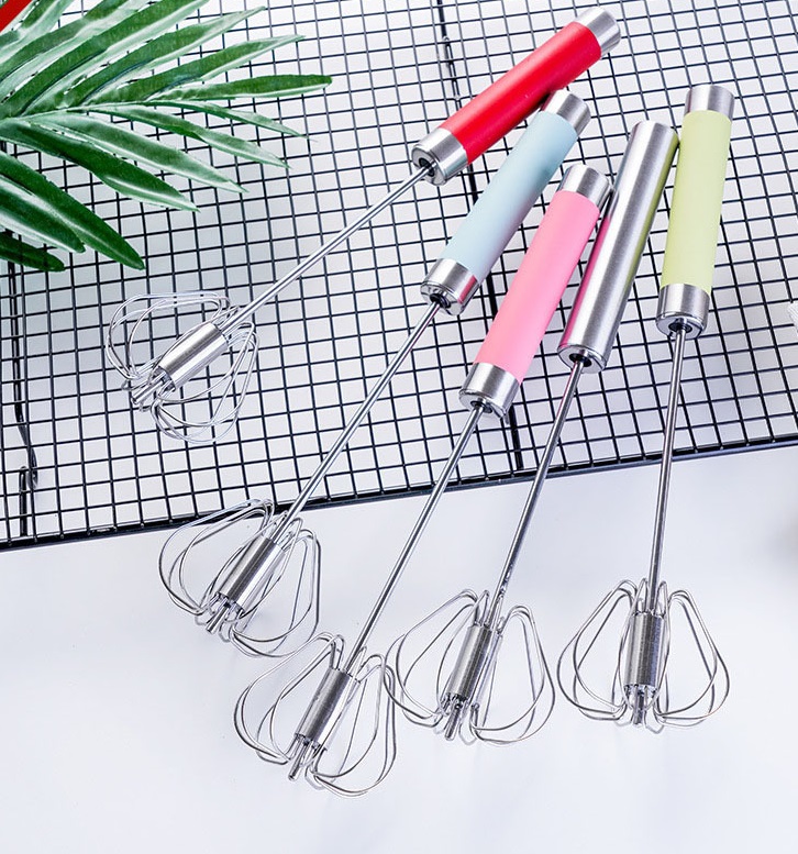 Food Grade Semi Automatic Colorful Handle Hand Press Stainless Steel  egg Mixer Egg Whisk egg Beater, EGG MIXER