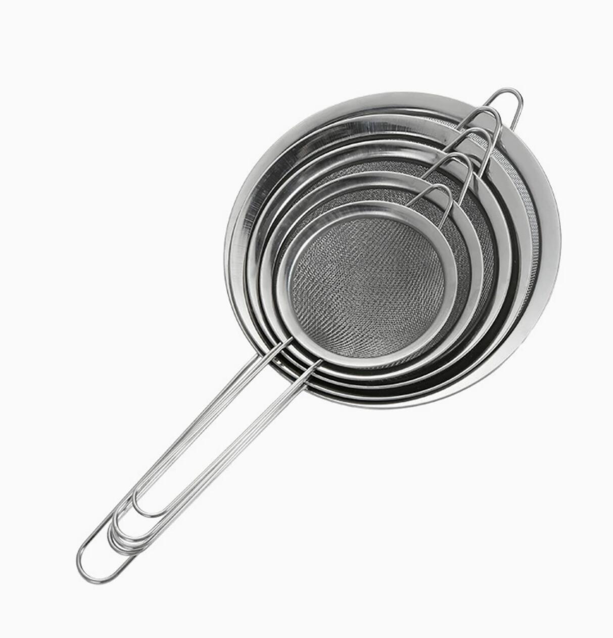 Food grade Stainless Steel Flour Sieve Multi-function Juice Filter Fine Mesh Matcha Strainer Wire Mesh Basket Strainer Colander, Strainer Colander