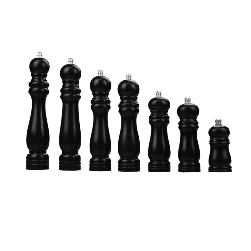 High Quality Black Wood Color Wholesale Customized Wooden Salt and Peppers Grinder Pepper Mill, wooden salt and pepper grinder