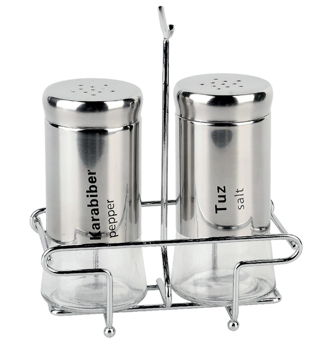 Hot selling 125ml food grade Glass Spice Jars with metal Stand  Glass Spice Container and shaker set Glass Storage Jar with Metal holder set, glass spice jar set