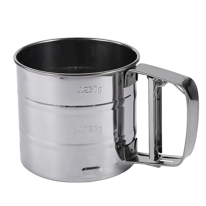 Stainless Steel Handheld Semi-automatic Flour Sieve  Flour  Strainer flour Sifter baking tool, flour sieve