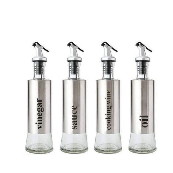200ml 300ml 500ml Stainless Steel Glass Oil Bottle Kitchen Oil Vinegar Bottle Cooking Bottle  Soy Sauce bottle