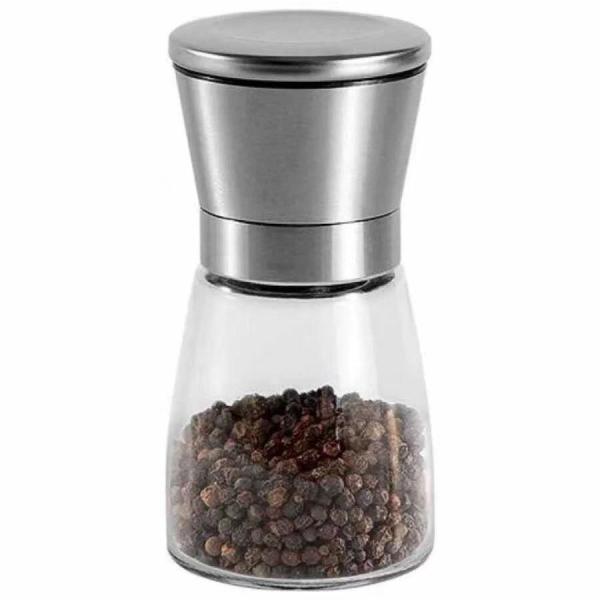 Adjustable Manual Glass Pepper Mill Grinder Stainless Steel Manual Salt Pepper Glass Seasoning Bottle