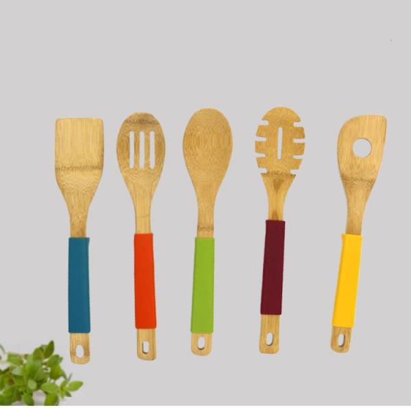 bamboo kitchen utensil with silicone handle