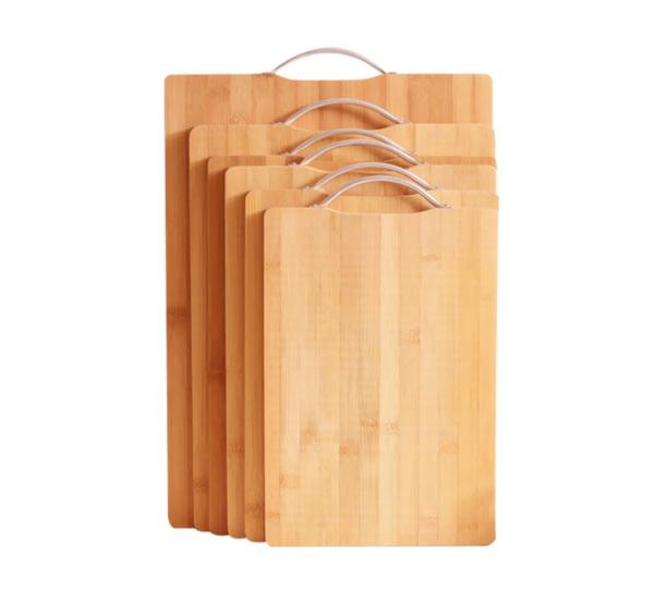 Hot selling Premium bamboo Chopping Board Solid Nature Color Bamboo Cutting Block Board with metal handle