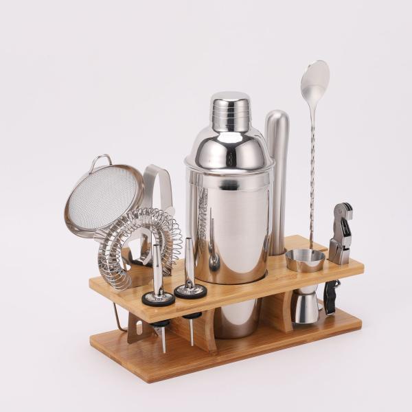 Hot selling  proffesional 11pcs Bartender Kit with bamboo stand