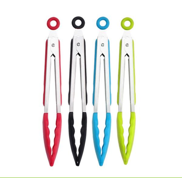 Hot selling stainless steel heat resistant food tongs with silicone tip