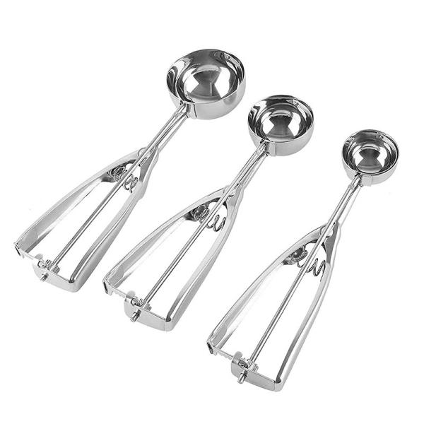 Large Medium Small Size Stainless Steel Cookie Scoops for Baking Ice Cream Scoops with Trigger Release