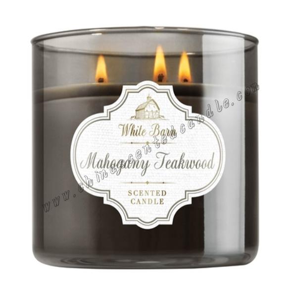 Mahogany teakwood 3-Wick Candle