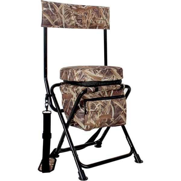 AUSCAMOTEK 360-Degree Swivel Hunting Chair with Thick Cushion - Foldable and Portable Camo Chair for Outdoor Hunting-Natural Blind Wetland Camo