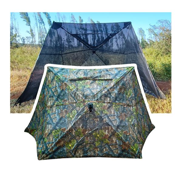 AUSCAMOTEK 3-Panel See-Through Ground Blind with Adjustable Side Panels for Deer Turkey Duck Hunting