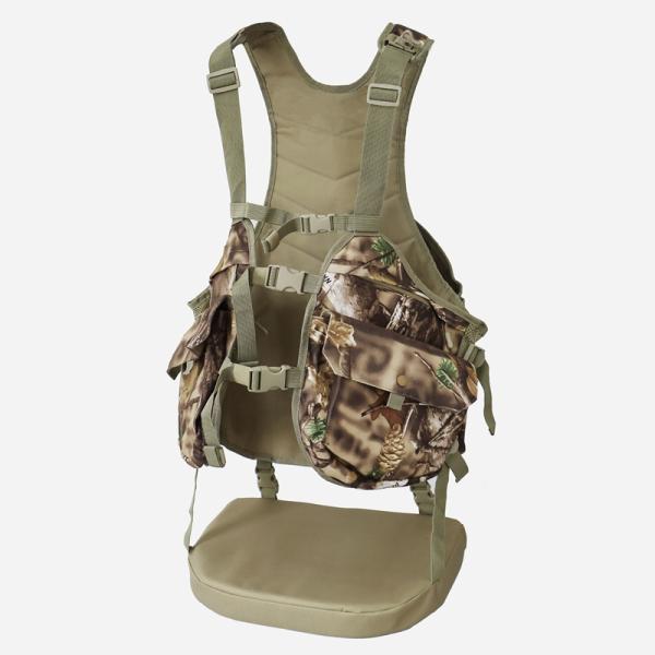 AUSCAMOTEK Camouflage Hunting Vest with Detachable Seat Cushion for Turkey Dove and Upland Bird Hunting