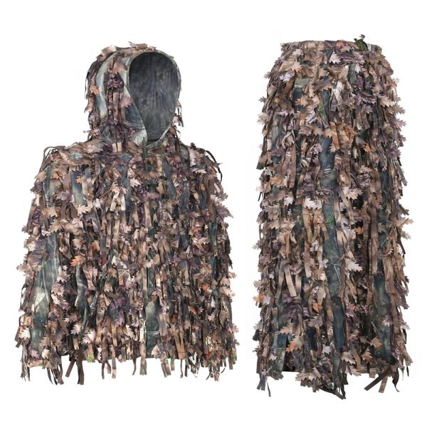 AUSCAMOTEK Ghillie Suit 3D Hybrid Camo Camouflage Lightweight Clothing Outdoor Gear Ghillie Suits Woodland Brown
