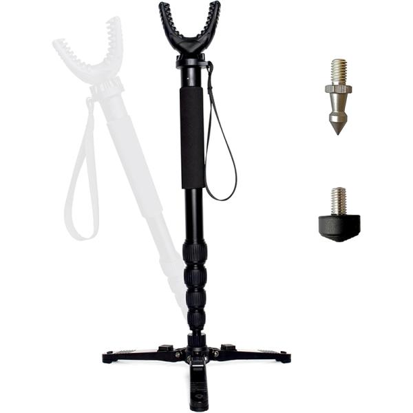AUSCAMOTEK Rifle Shooting Stick with Tri-Stand Base Aluminum Shotgun Monopod Resting Callapable with Removable Stock Yoke
