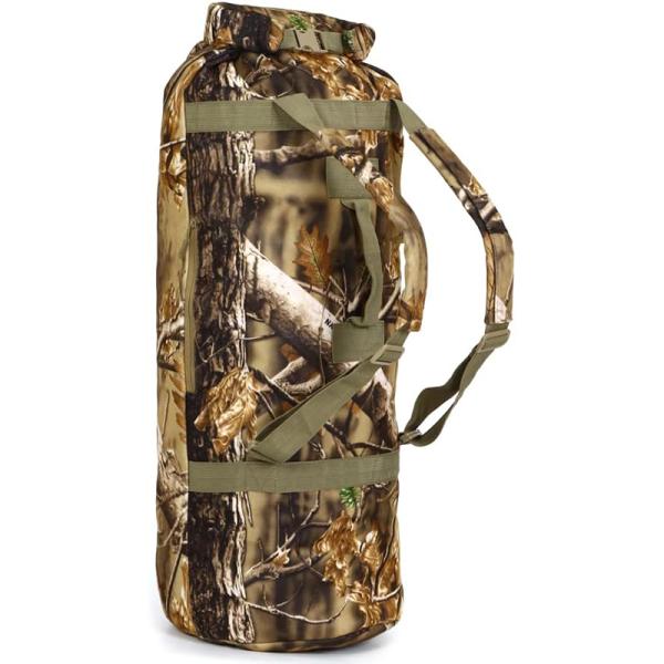 AUSCAMOTEK Top Load Camo Duffel Bag for Hunting Gear - Water Resistant Blind Duffle Backpack- Camouflage Military Style Seabag