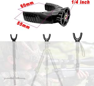 AUSCAMOTEK Universal 360° Swivel U-Shaped Stock Yoke with Soft Rubber Grips for Rifle Shooting Sticks Tripods and Monopods - 1/4 Inch Screw Thread