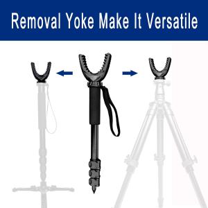 AUSCAMOTEK Aluminum Monopod for Hunting and Photography - Lightweight Collapsible Shooting Stick with 360° Swivel Yoke for Rifle Crossbow and Camera Support