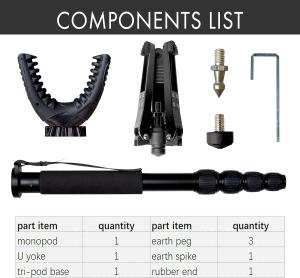 AUSCAMOTEK Rifle Shooting Stick with Tri-Stand Base Aluminum Shotgun Monopod Resting Callapable with Removable Stock Yoke
