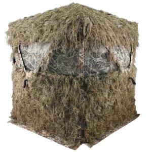 AUSCAMOTEK Ghillie Ground Blind for 3 Person Deer Hunting with Ghilly Cover