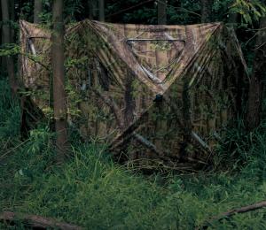 AUSCAMOTEK 3W See Through Pop Up Ground Blind Hub Style 3-Panels Blinds with Removable Orange Blaze Top for Deer Tuckey Duck Hunting