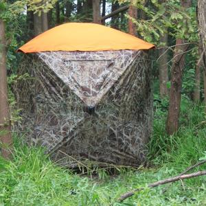 AUSCAMOTEK 3W See Through Pop Up Ground Blind Hub Style 3-Panels Blinds with Removable Orange Blaze Top for Deer Tuckey Duck Hunting
