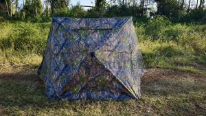 AUSCAMOTEK 3-Panel See-Through Ground Blind with Adjustable Side Panels for Deer Turkey Duck Hunting