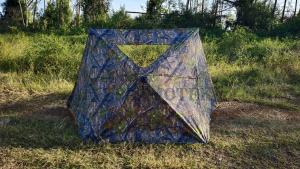 AUSCAMOTEK 3-Panel See-Through Ground Blind with Adjustable Side Panels for Deer Turkey Duck Hunting