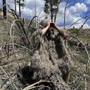 AUSCAMOTEK Ghillie Suit Poncho for Hunting Bird Watch Gilly Camouflage Cloak Green