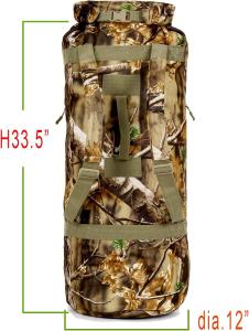 AUSCAMOTEK Top Load Camo Duffel Bag for Hunting Gear - Water Resistant Blind Duffle Backpack- Camouflage Military Style Seabag