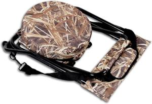 AUSCAMOTEK 360-Degree Swivel Hunting Chair with Thick Cushion - Foldable and Portable Camo Chair for Outdoor Hunting-Natural Blind Wetland Camo