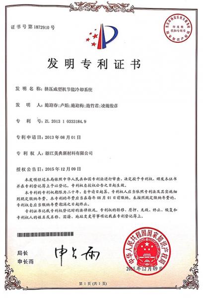 MEIDIAN WPC Patent Certificate