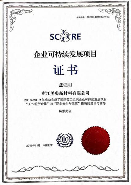 SCORE Certiificate